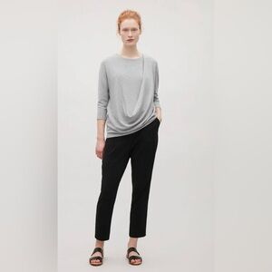 COS Asymmetric Drape Top Heather Gray Size Small